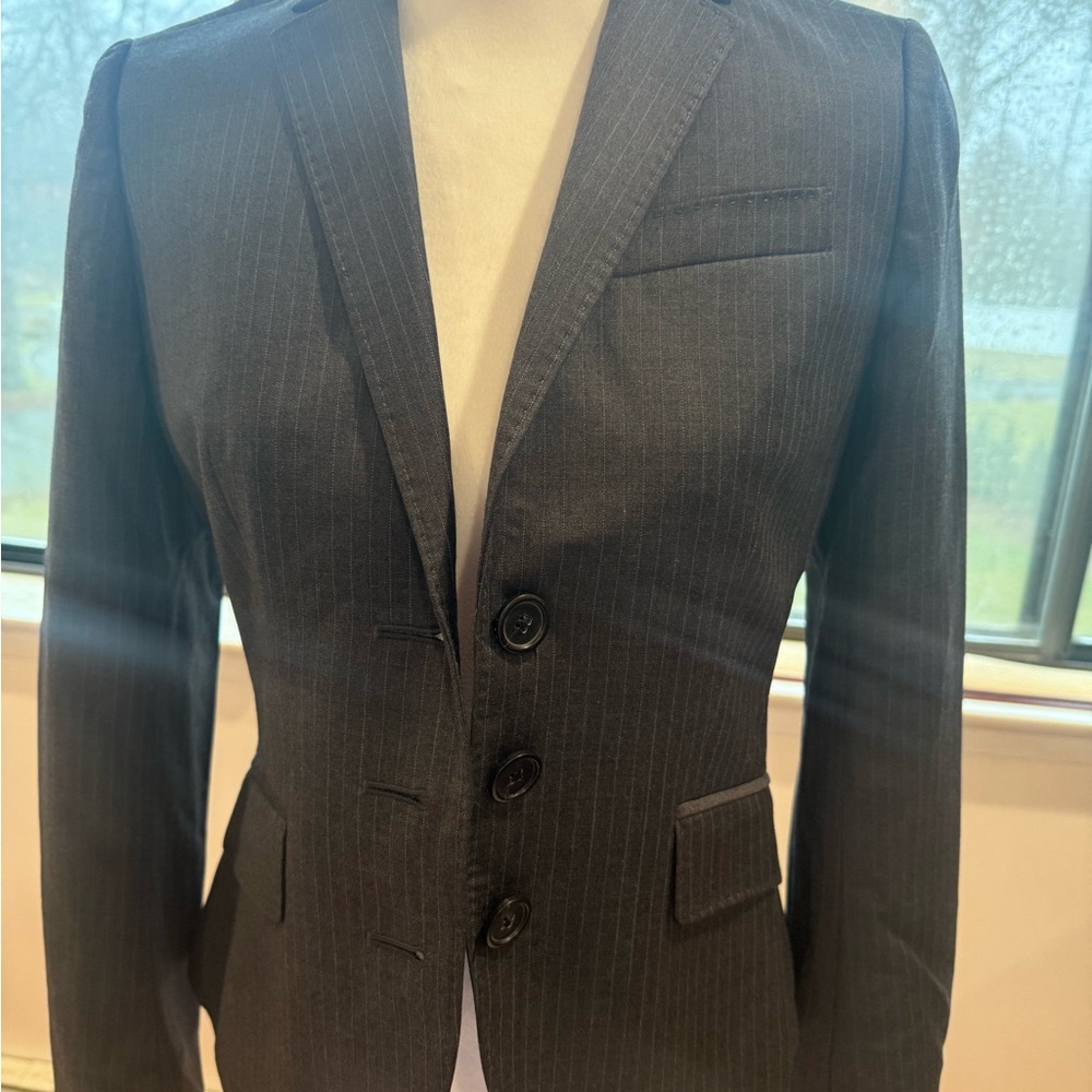 J.Crew Womens Pinstripe Blazer - Charcoal Size 4P - Picture 5 of 13
